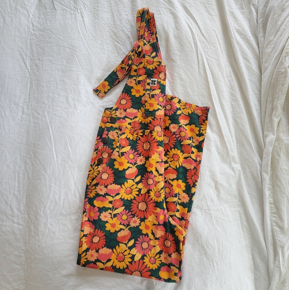 Lucy & Yak Easton Organic Cotton Dungarees Limited Edition Florian Print (10R)